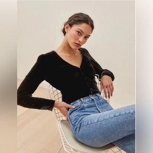 REFORMATION Seraphine Top Black Size 0